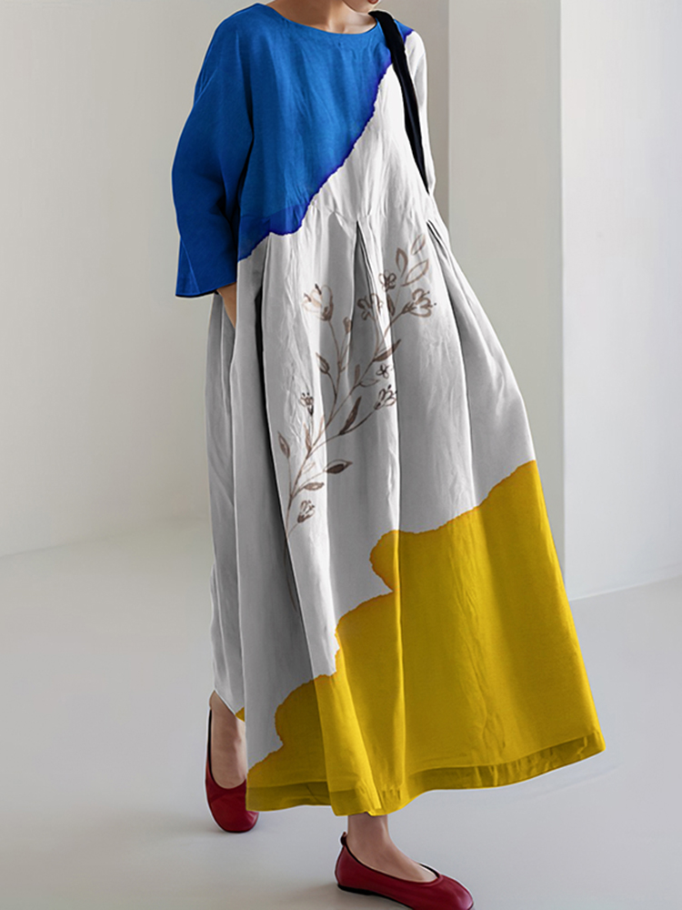 Vintage Hope With Ukrainian Ears Of Wheat Stop Ukr War pattern Dress