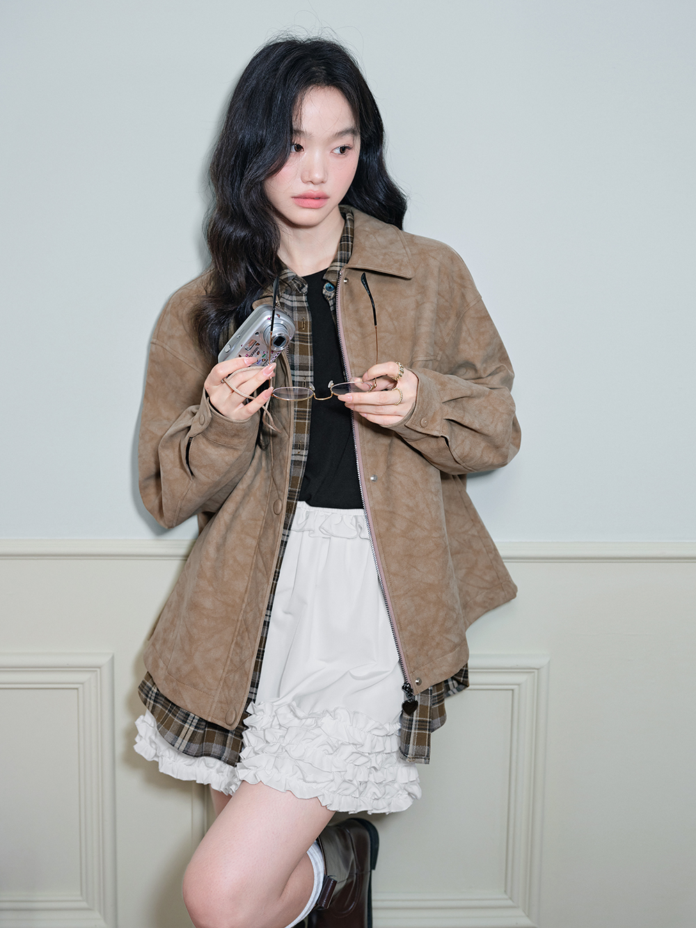 Brown Plaid Blouse