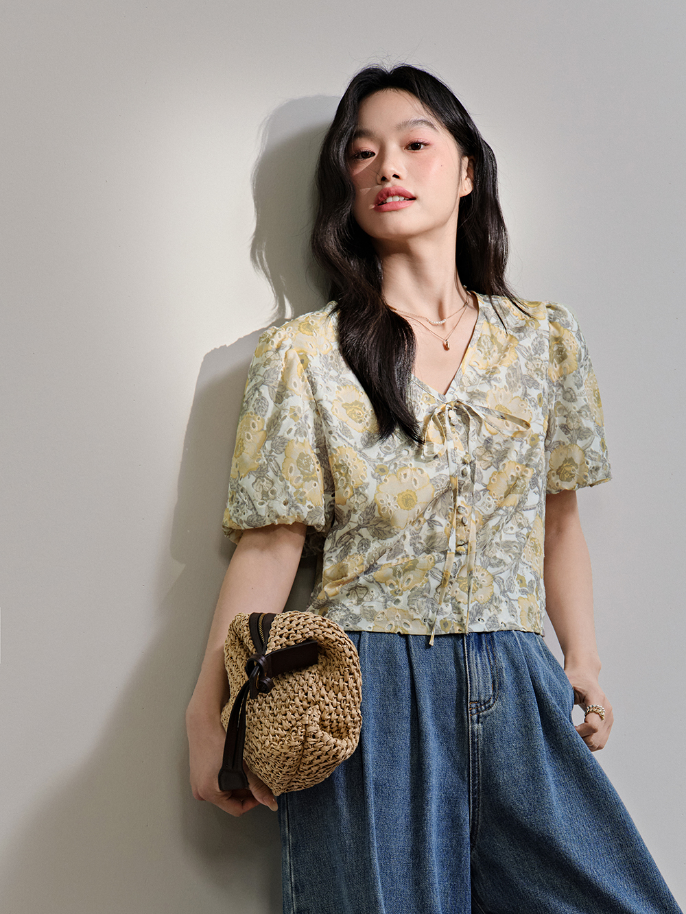 V-neck Floral Top