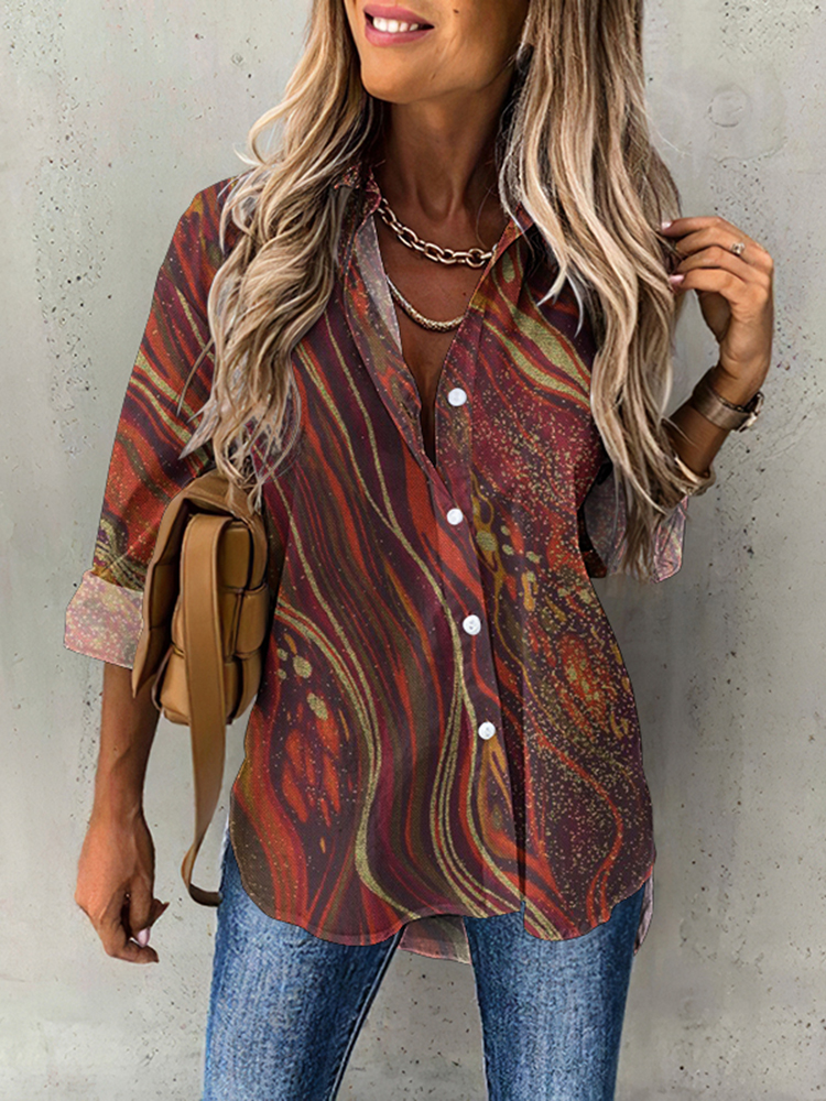 Vintage Polka Dot Wavy Casual Women'S Shirt