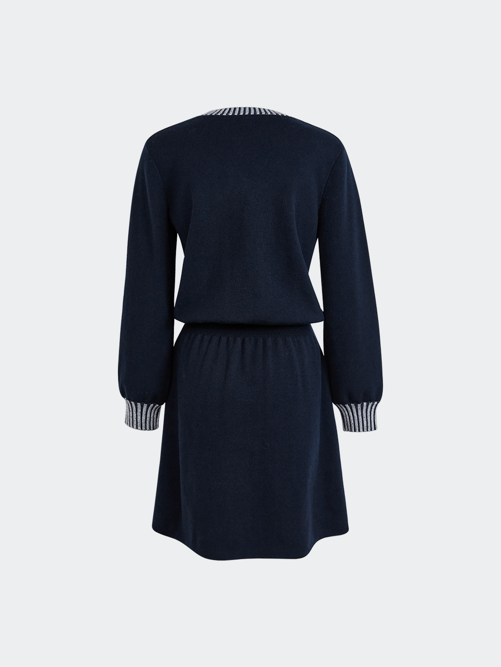 Striped Waist Cinched Knit Dress