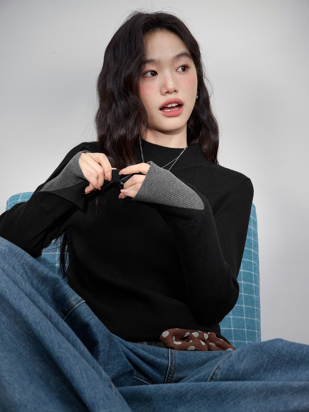 Mock Neck Knit Top