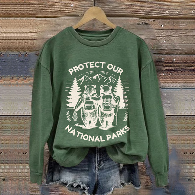 Retro Protect Our National Parks Print Sweatshirt