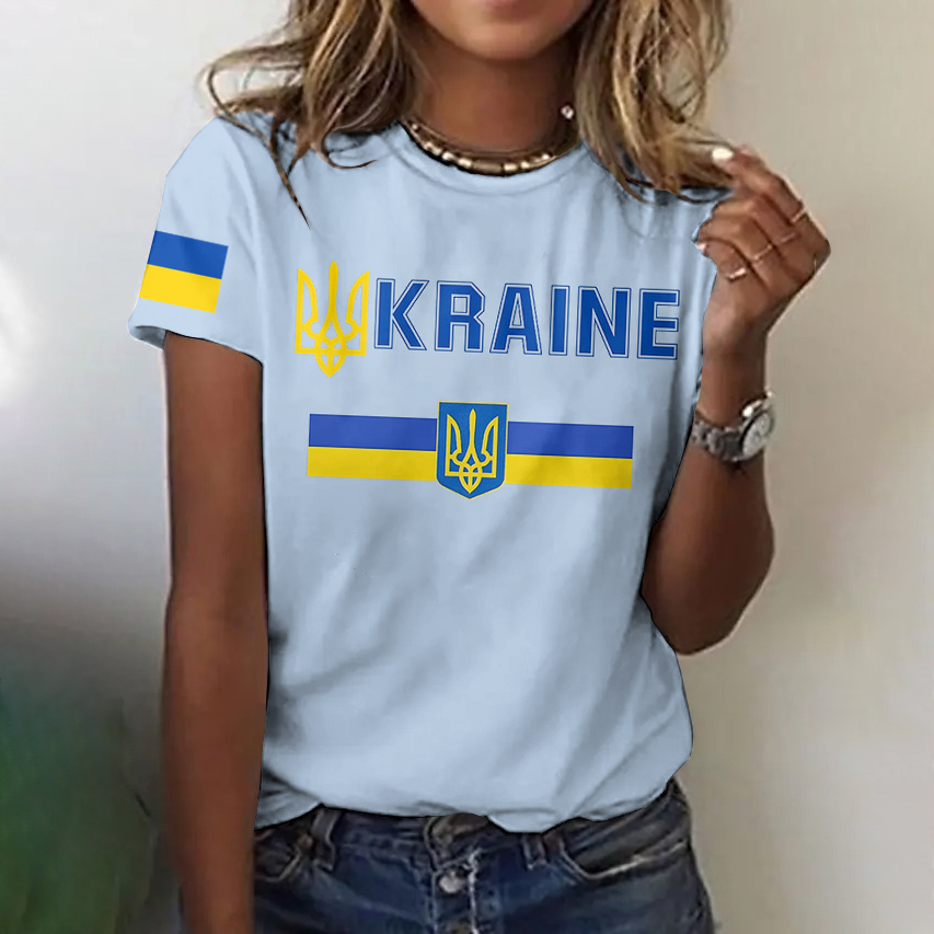 Women's Ukraine Print Crew Neck Casual T-shirt