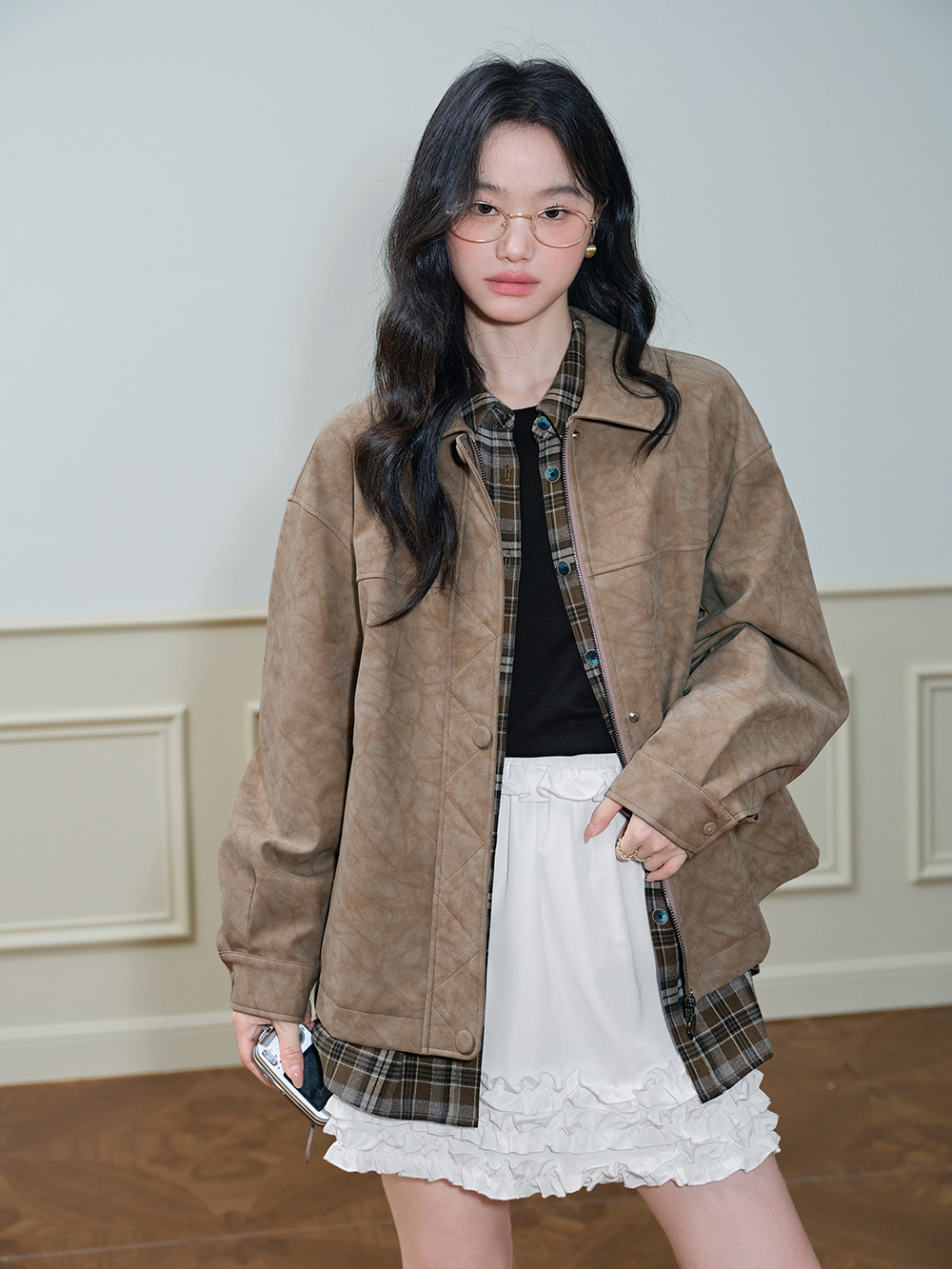 Brown Plaid Blouse