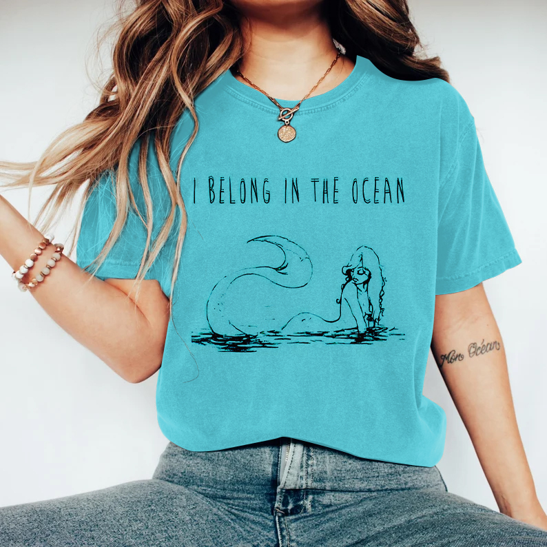 I Belong To The Ocean Mermaid Print Women's T-shirt