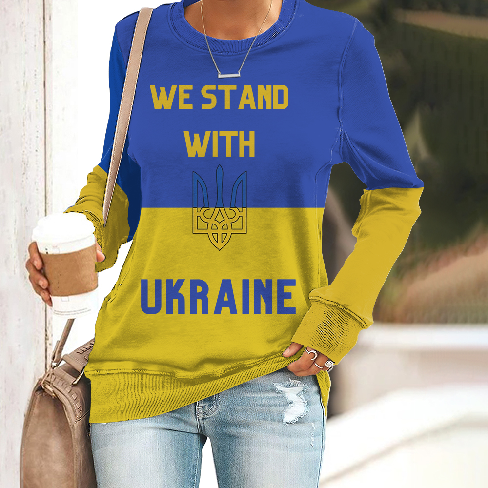 Women's We Stand With Ukraine Crew Neck Sweatshirt