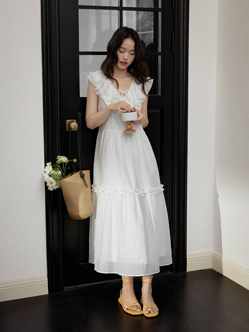 Ruffle V-neck Dress