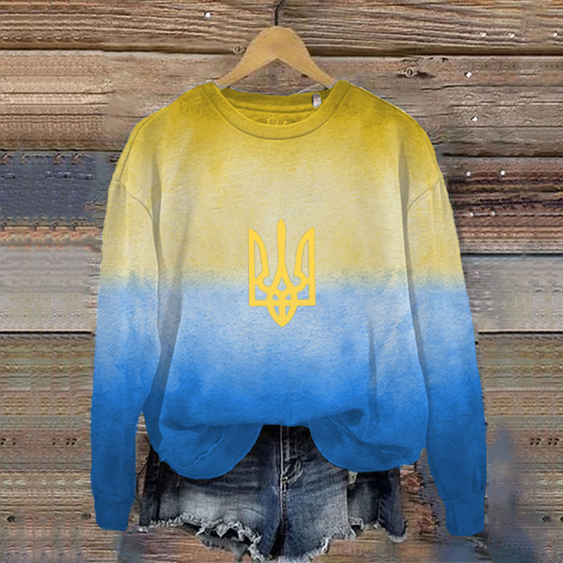 Women's I Santd With Ukr Print Round Neck Sweatshirt