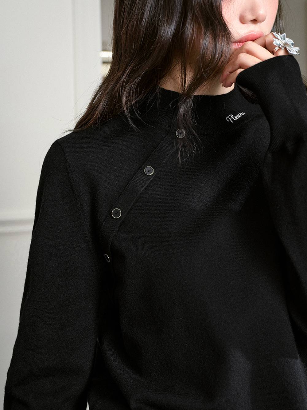 Mock Neck Long-Sleeve Top