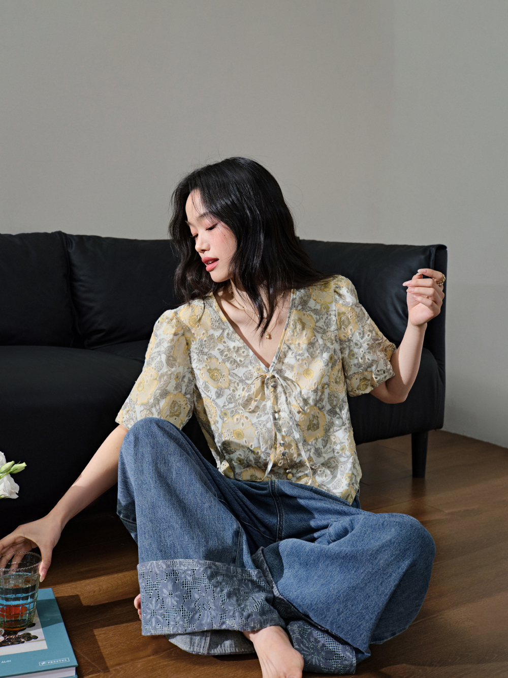 V-neck Floral Top