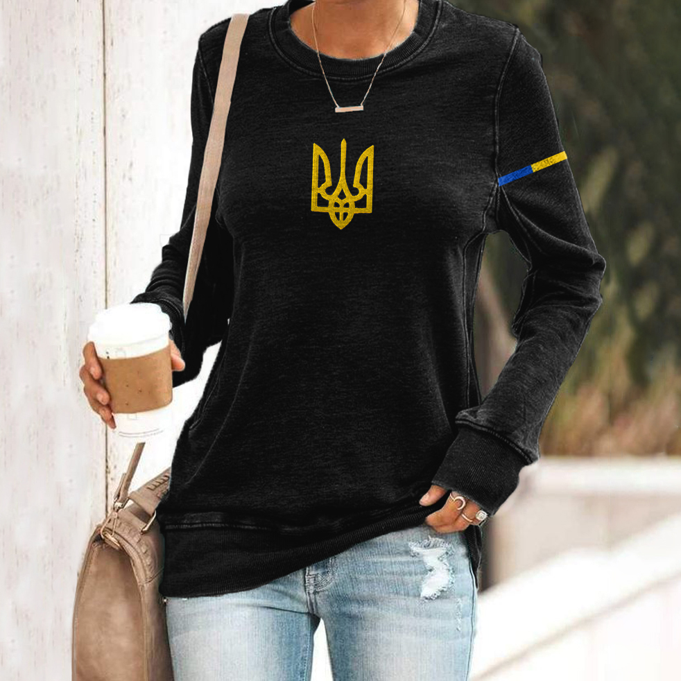 Women's Ukrainian Trident Flag Print Sweatshirt