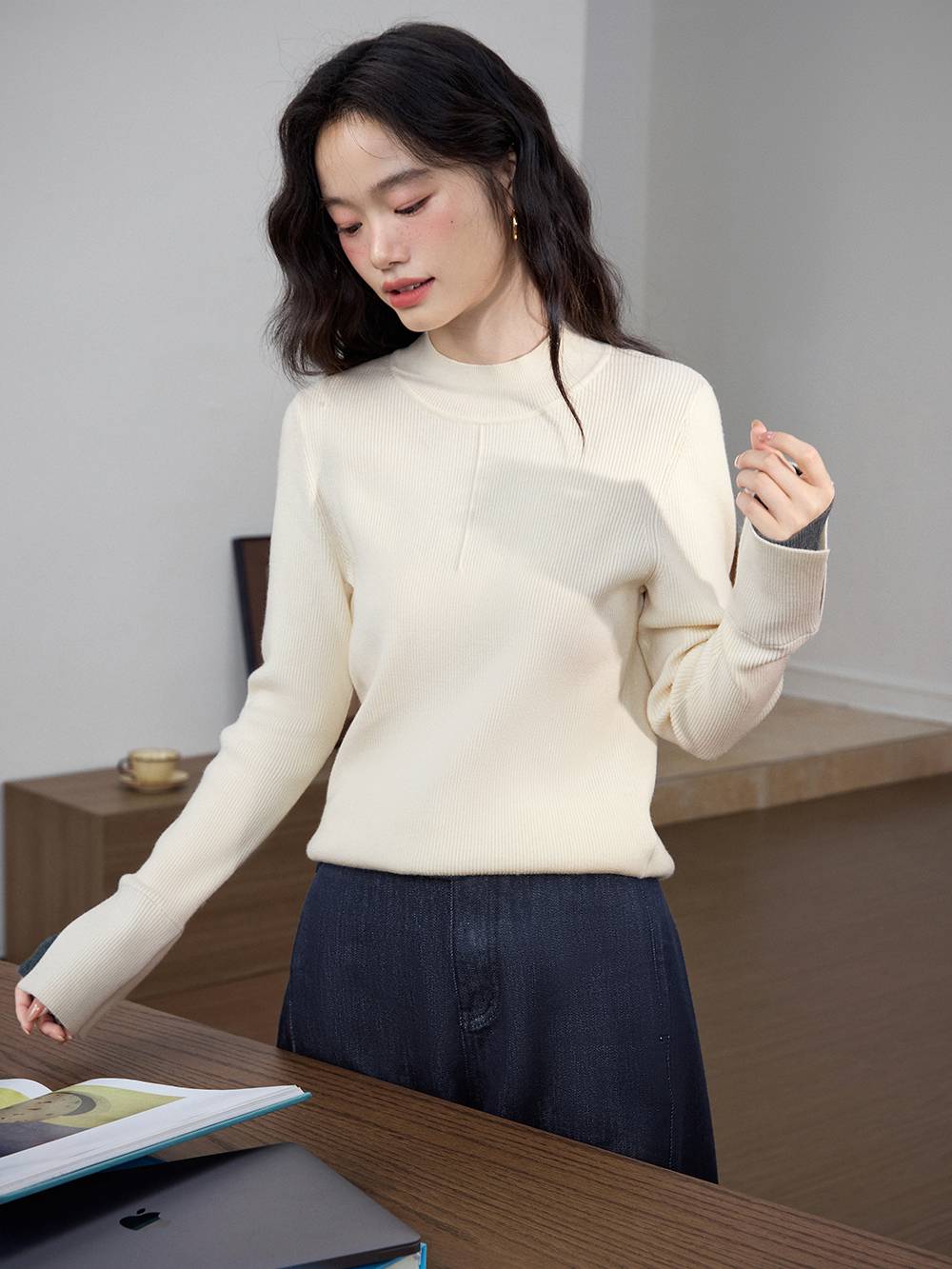Mock Neck Knit Top