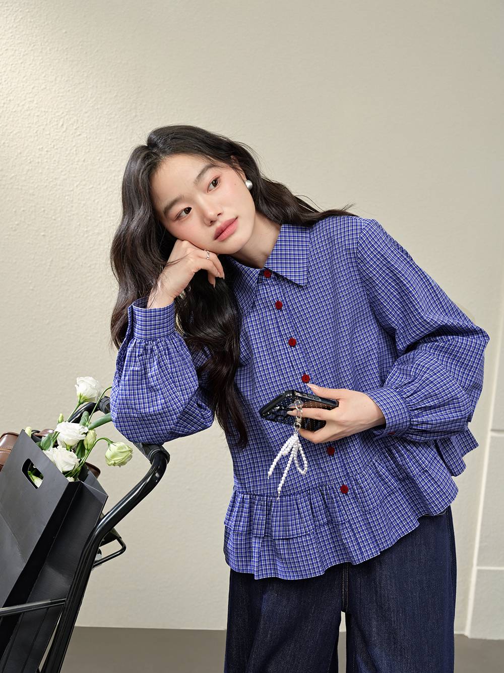 Blue Plaid Blouse