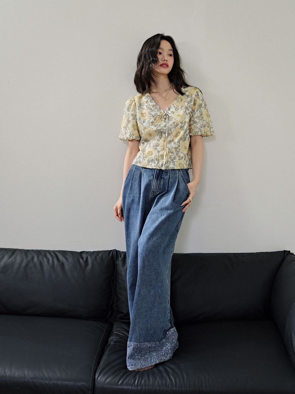 V-neck Floral Top