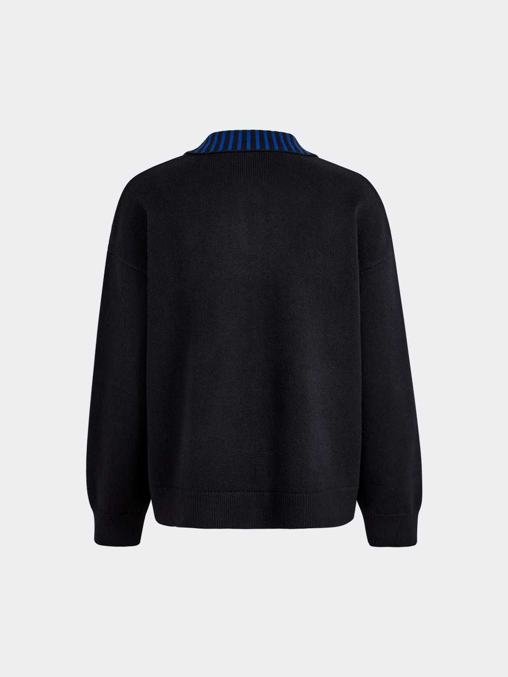 Striped Collar Dog Graphic Sweater