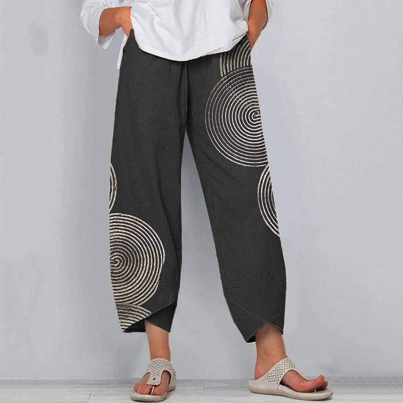 Women's Geometric Abstract Art Linen Blend Pants