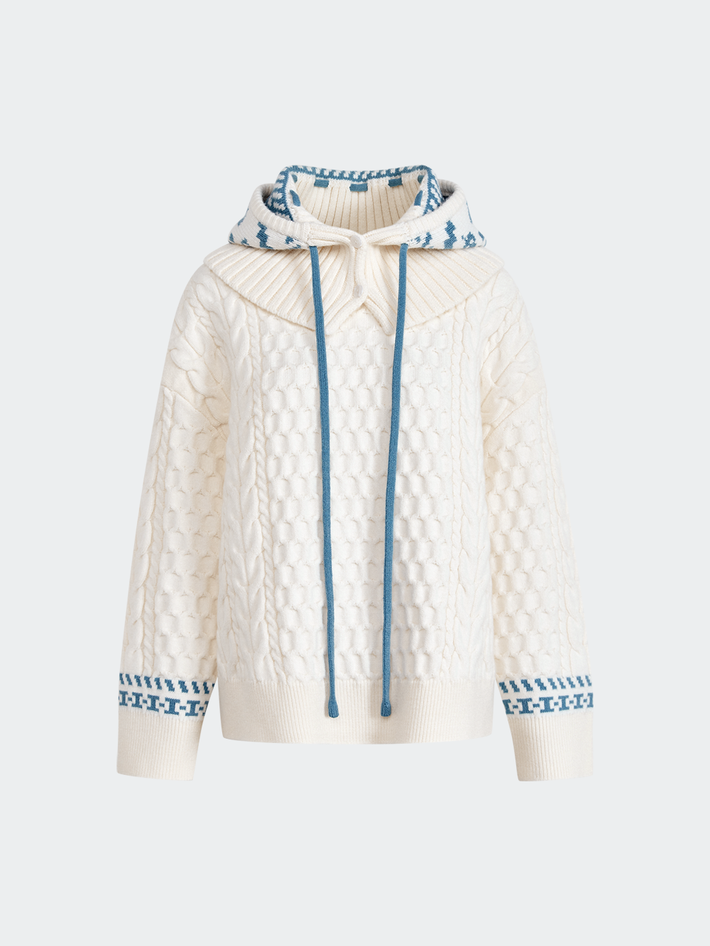 Hooded Scarf and Cable Knit Sweater