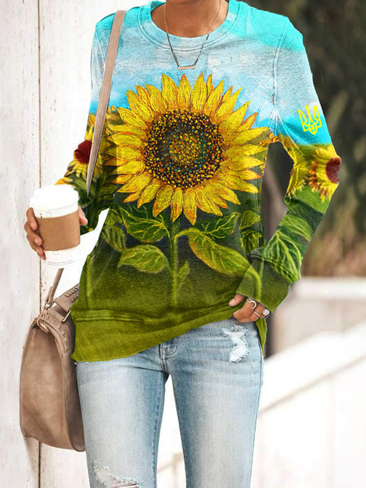 Ukrainian Sunflower Peace Print Women's Sweatshirt