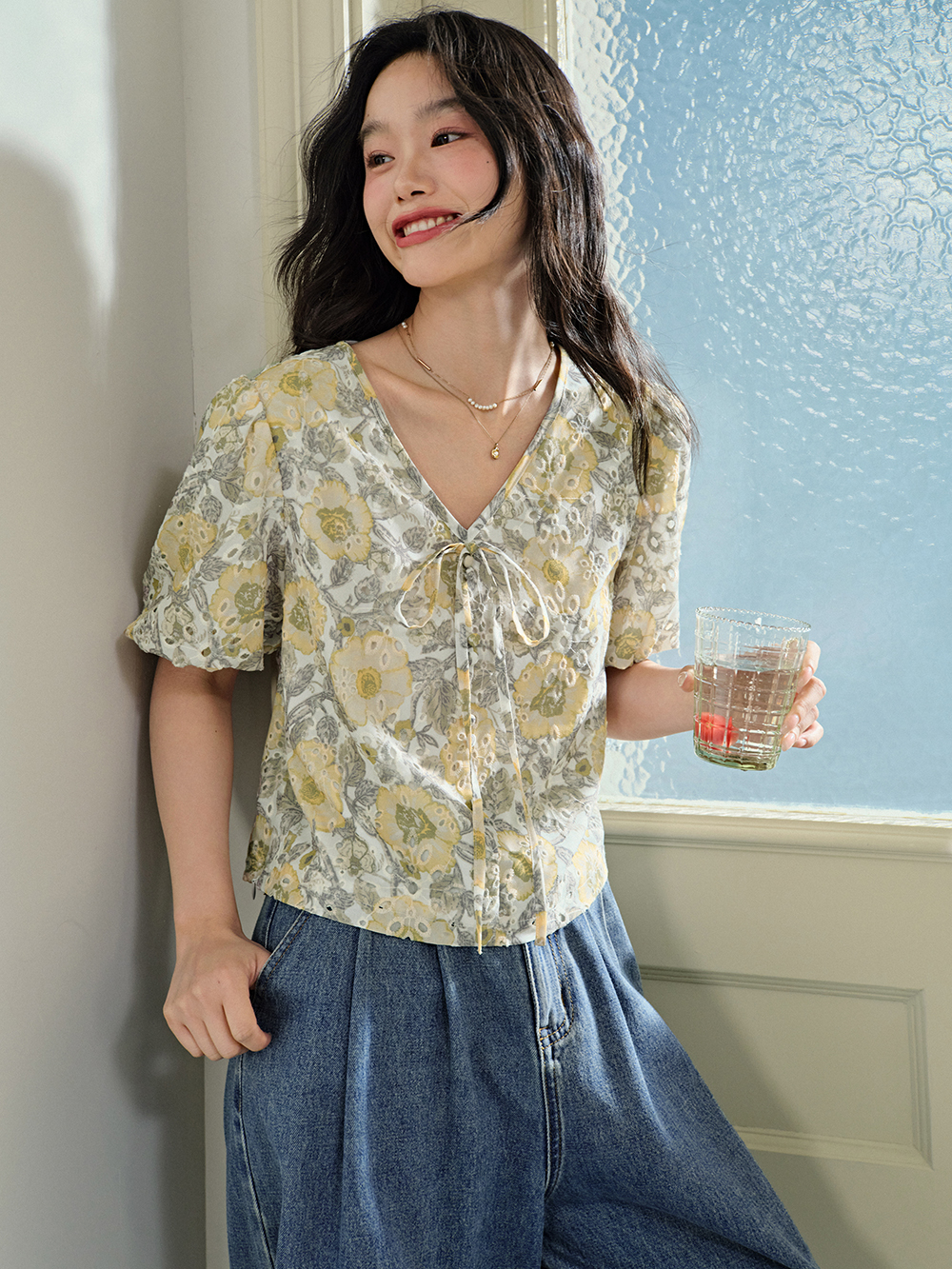 V-neck Floral Top