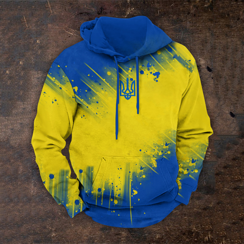Men's Ukrainian Trident Gradient Art Hoodie
