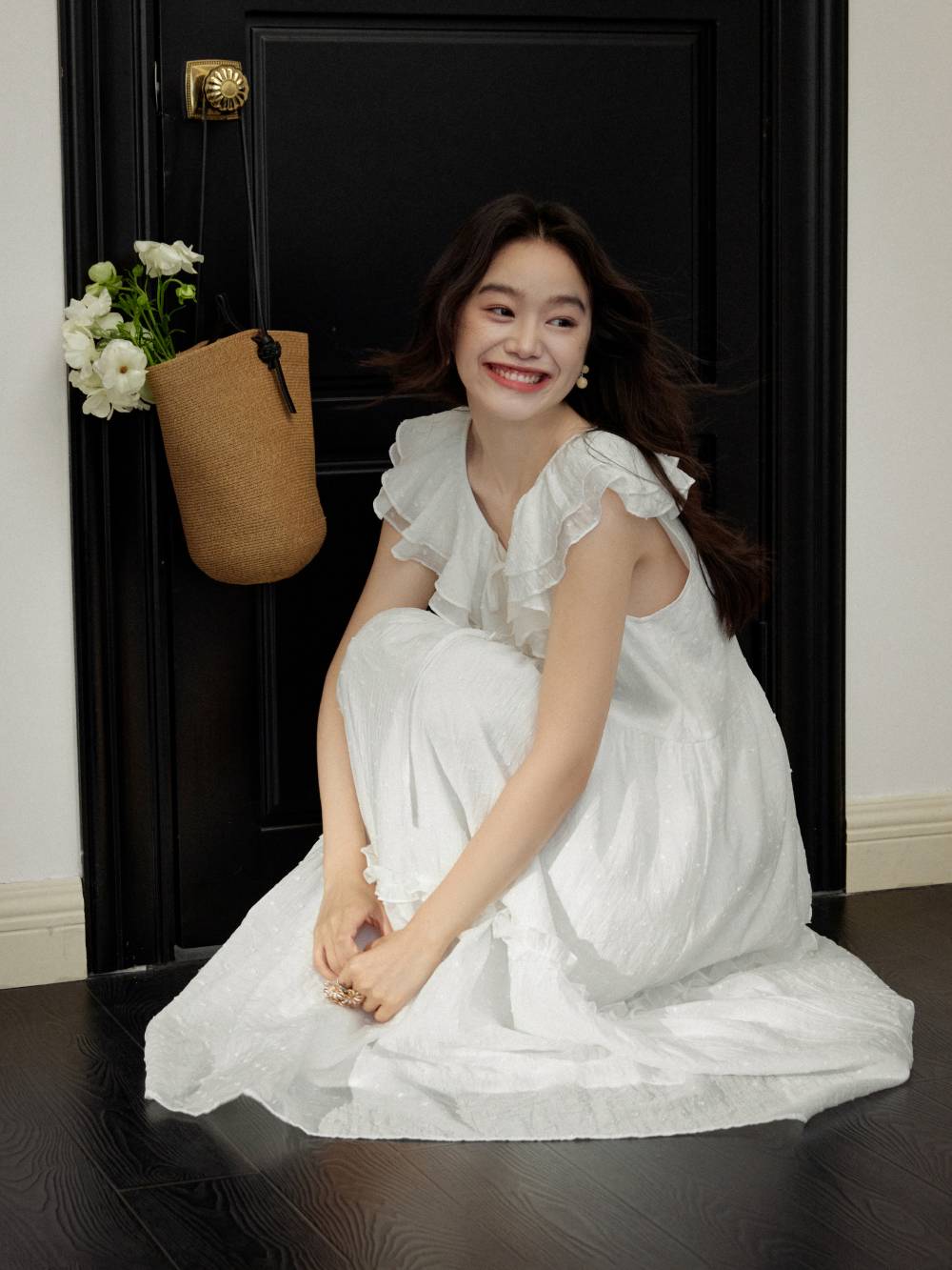 Ruffle V-neck Dress