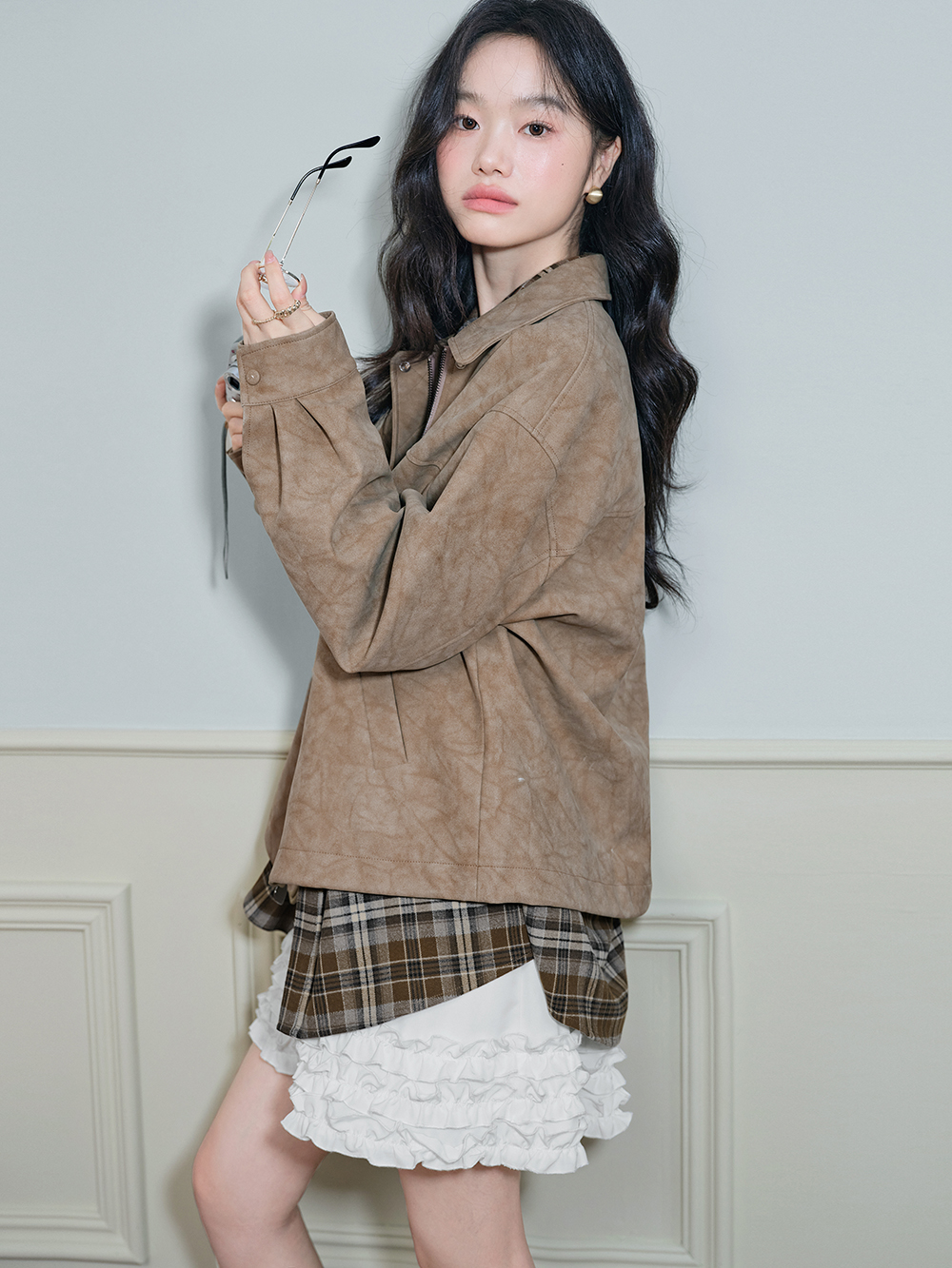 Brown Plaid Blouse