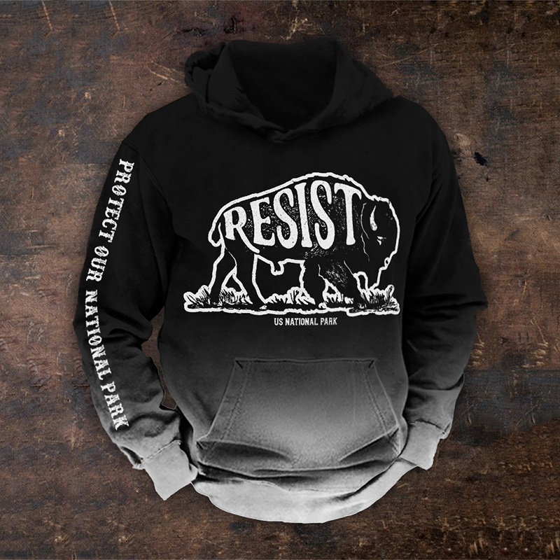 Men's Resist Alt Us National Park Buffalo Graphic Gradient Hoodie