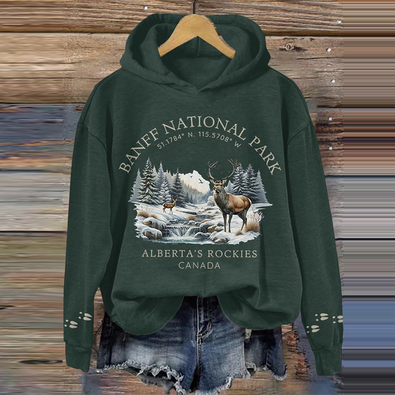 Banff National Park Canada Moose Crew Neck Sweatshirt