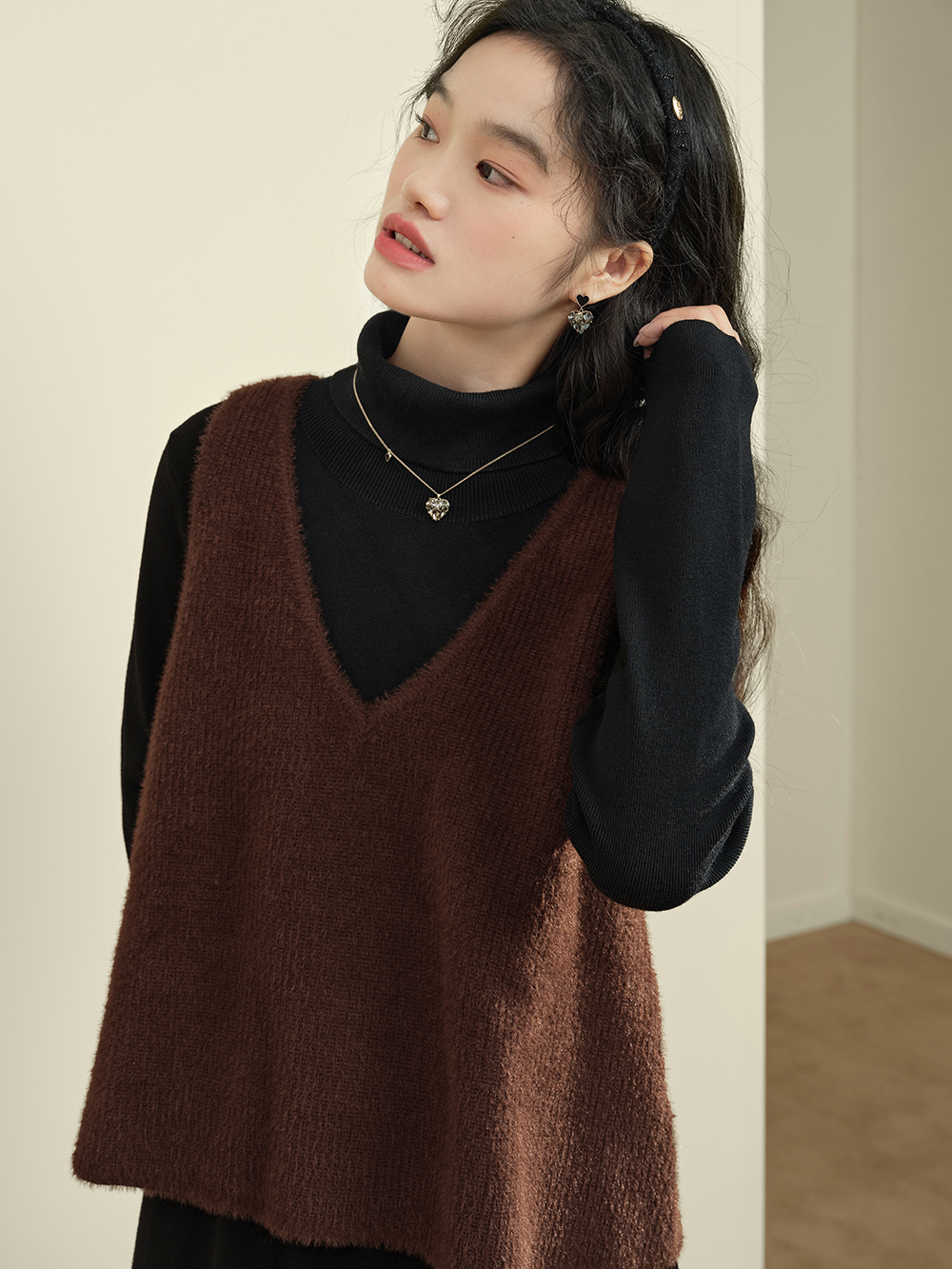 V-neck Fuzzy Vest