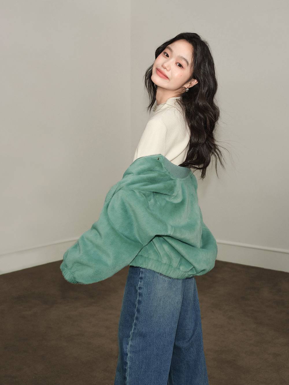 Plush Bomber Jacket
