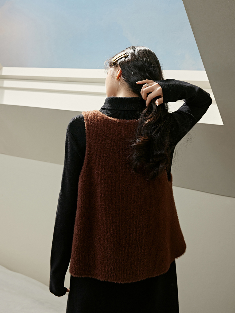 V-neck Fuzzy Vest