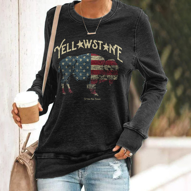 Us National Park Cow Flag Design Sweater