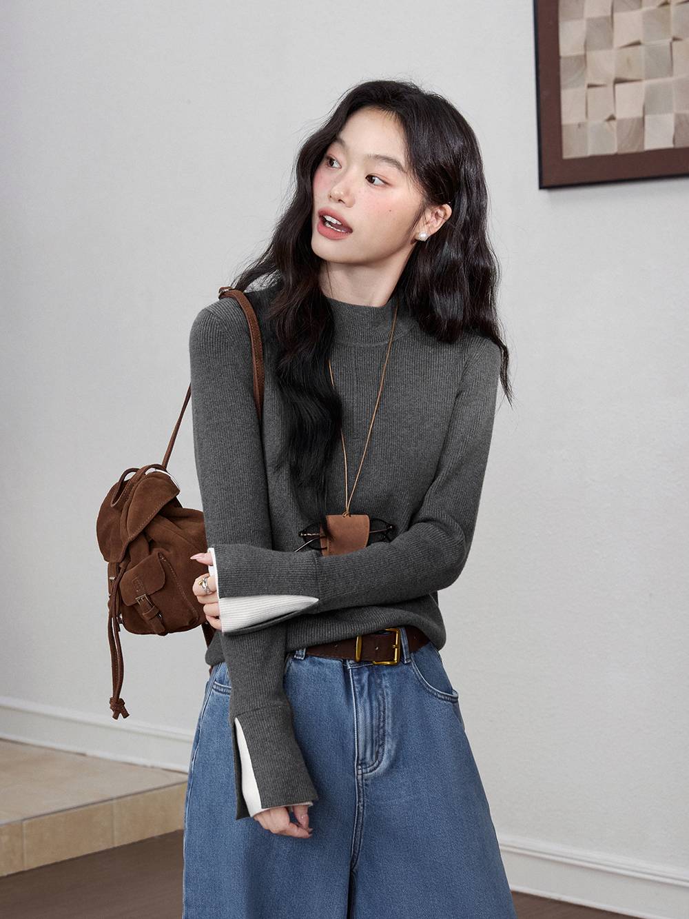 Mock Neck Knit Top