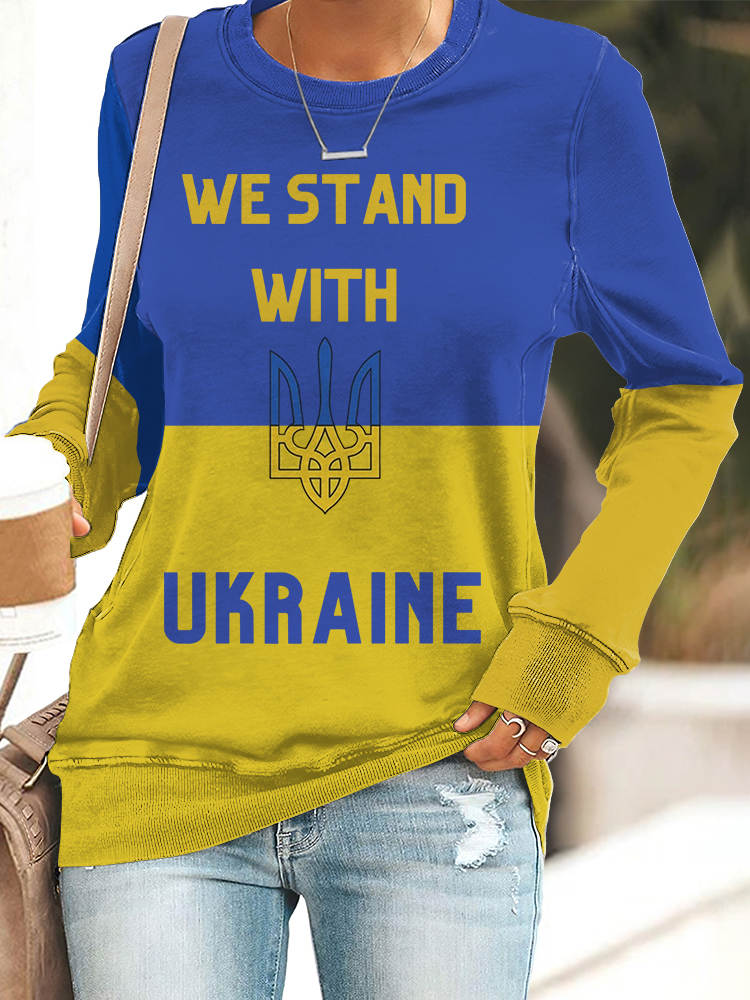 Women's We Stand With Ukraine Crew Neck Sweatshirt