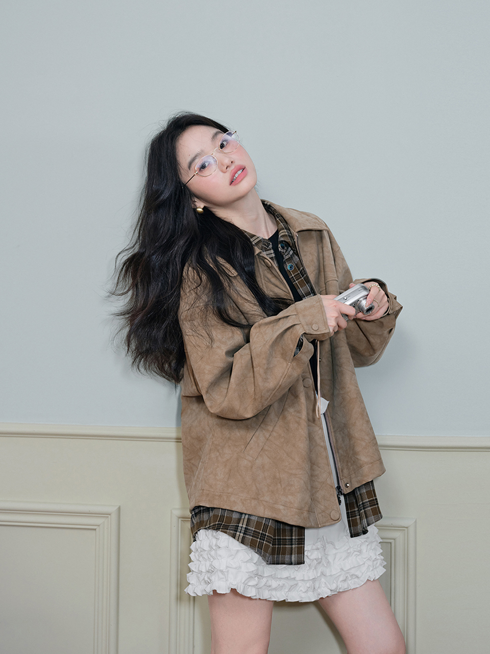 Brown Plaid Blouse