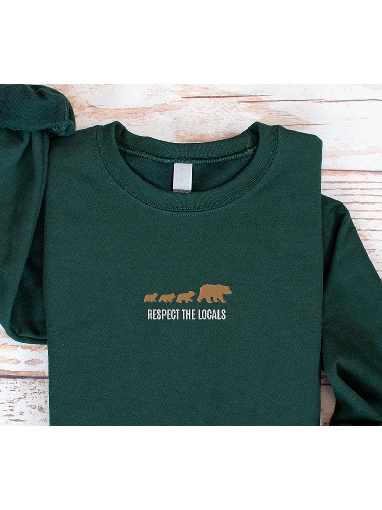 Embroidered Respect For Natives Mama Bear And Cub Ladies Sweatshirt