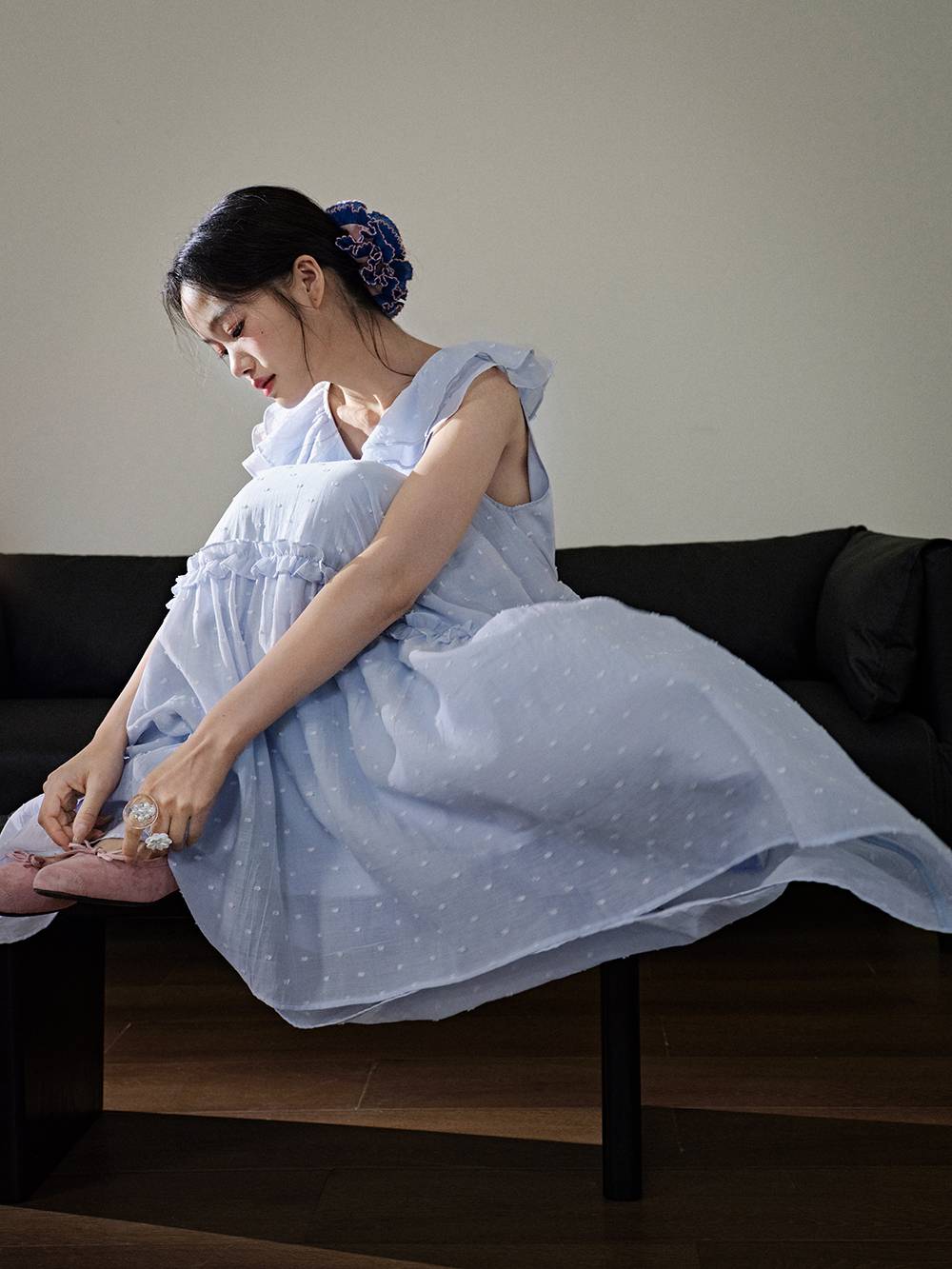 Ruffle V-neck Dress