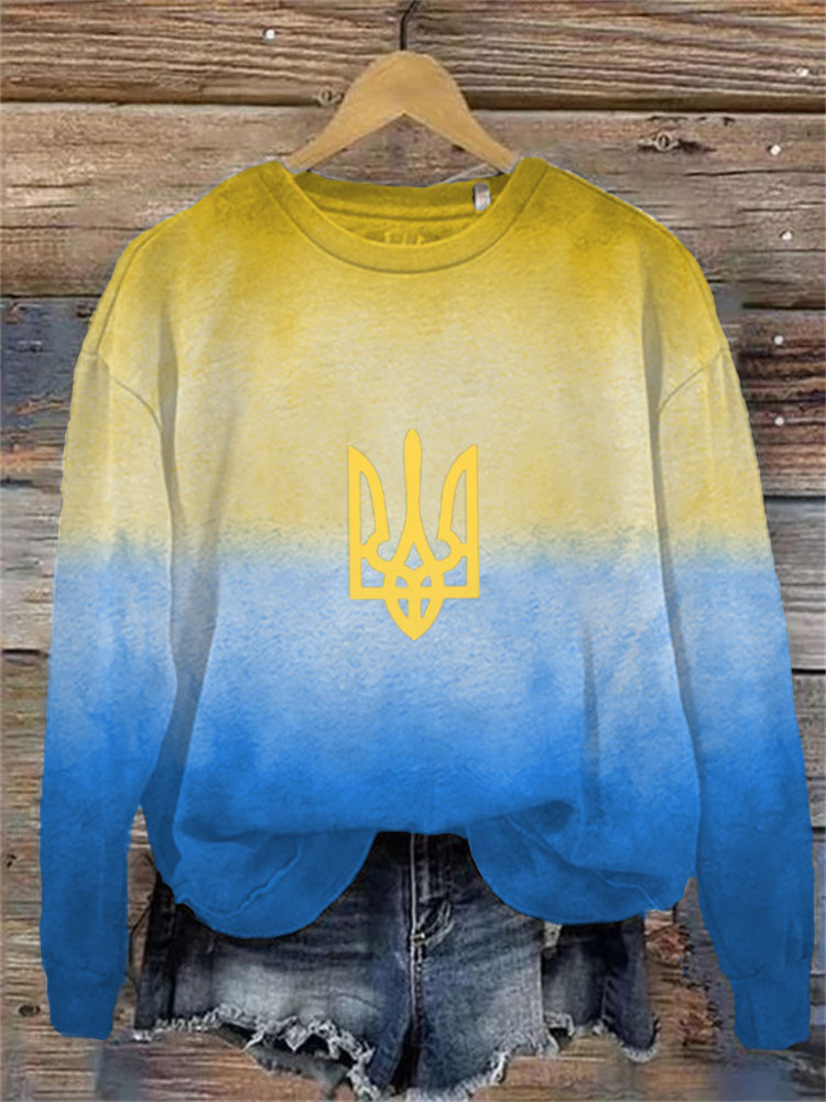 Women's I Santd With Ukr Print Round Neck Sweatshirt