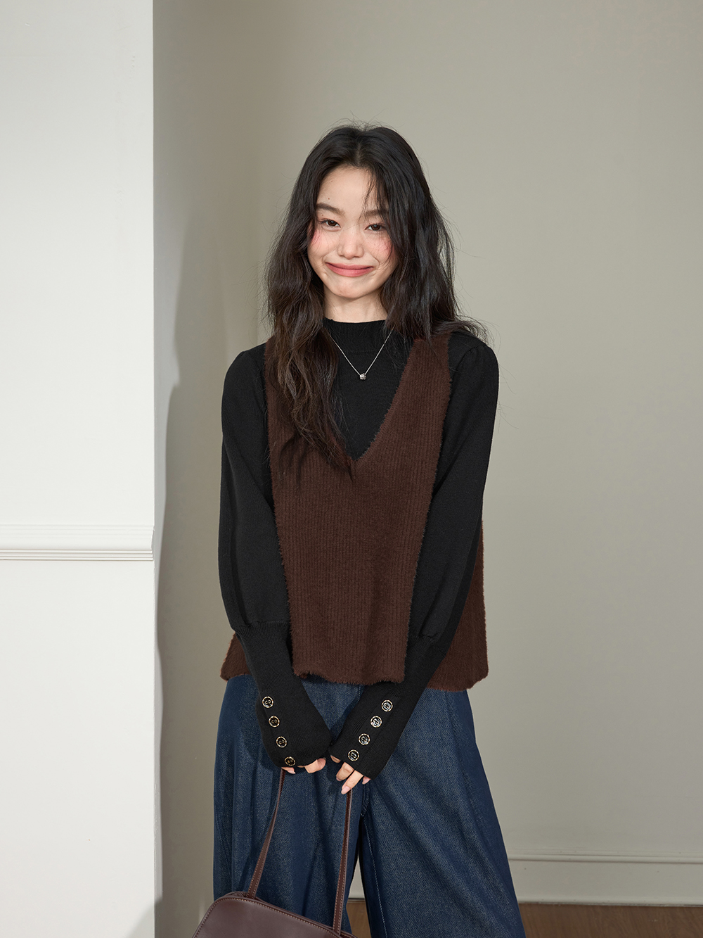 V-neck Fuzzy Vest
