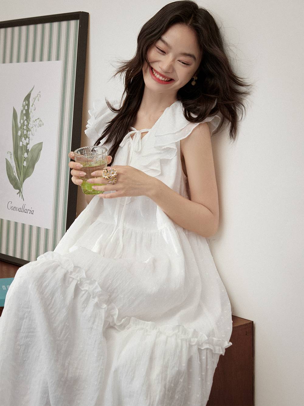 Ruffle V-neck Dress