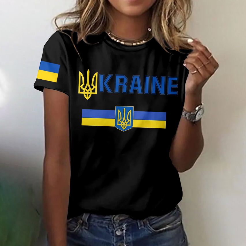 Women's Ukraine Print Crew Neck Casual T-shirt