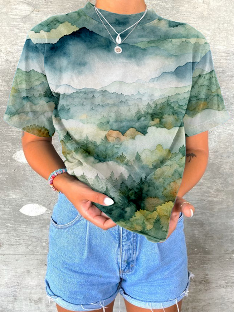 Great Smokey Mountains Landscape Print Cozy T Shirt