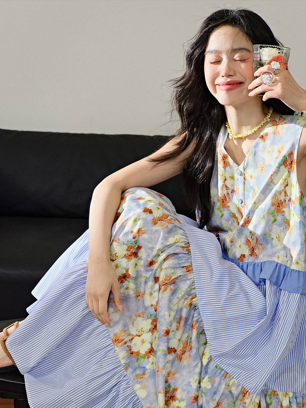 V-neck Tiered Dress