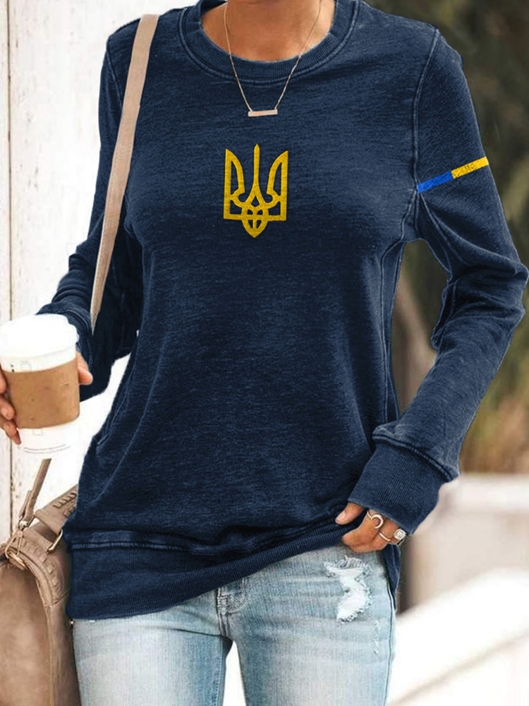 Women's Ukrainian Trident Flag Print Sweatshirt