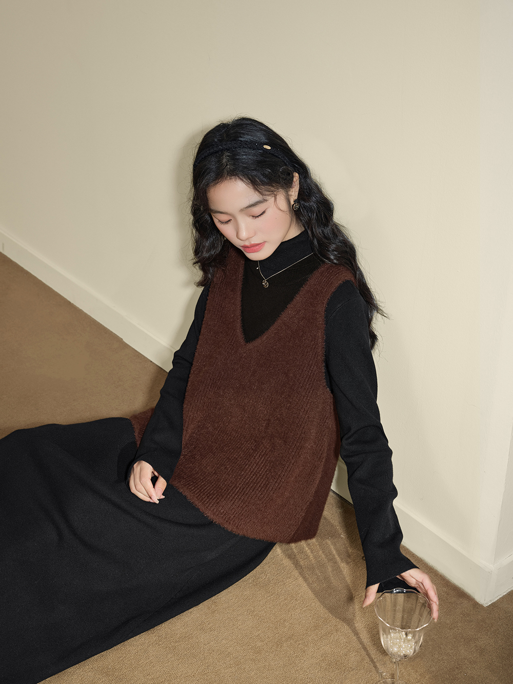 V-neck Fuzzy Vest