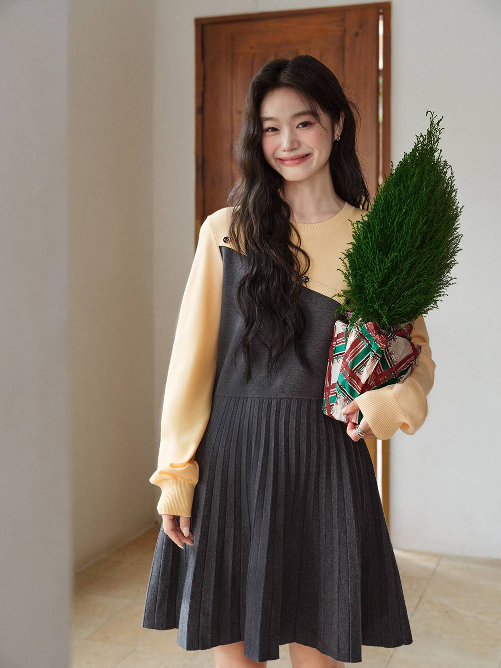 Two-Tone Knit Dress