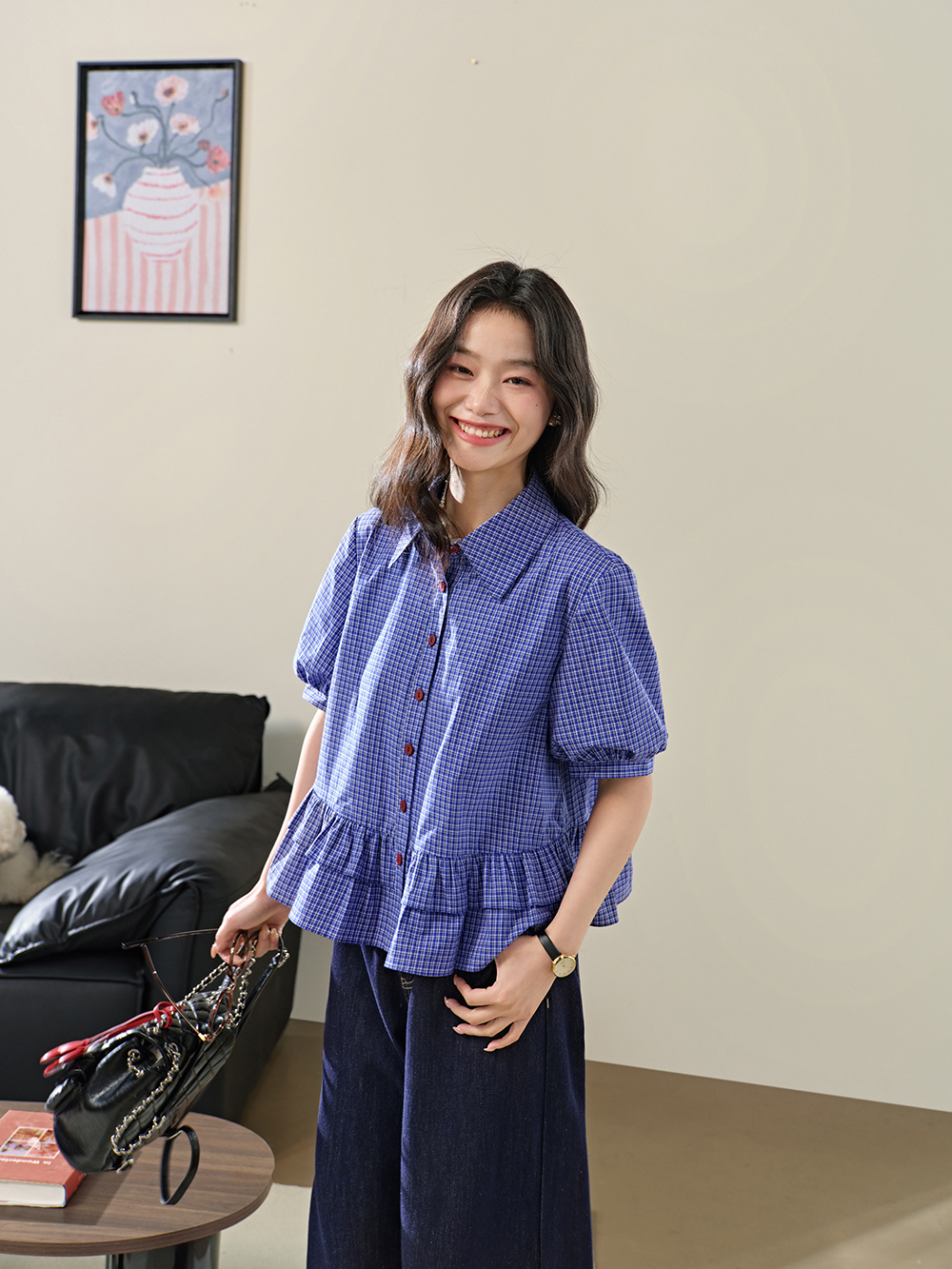 Blue Plaid Blouse