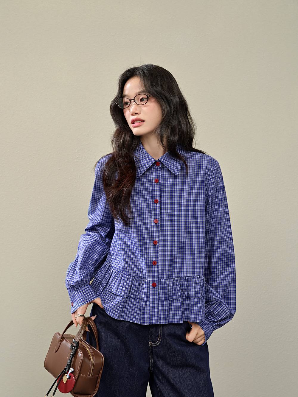 Blue Plaid Blouse