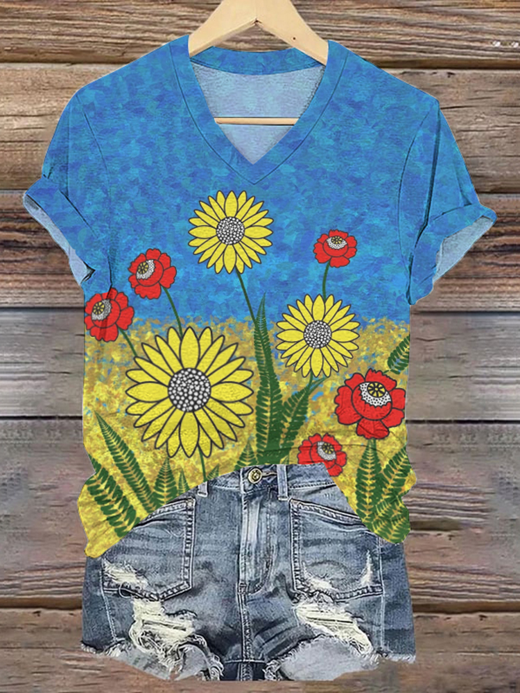 Retro Glory To Ukraine We Standing Together Art Pattern Casual T Shirt